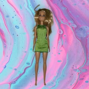 Barbie doll in green dress (as is)